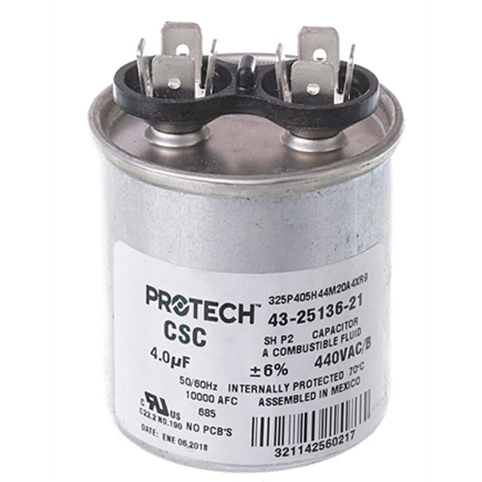 Part #43-25136-21, Rheem 4Mfd 370V Round Capacitor