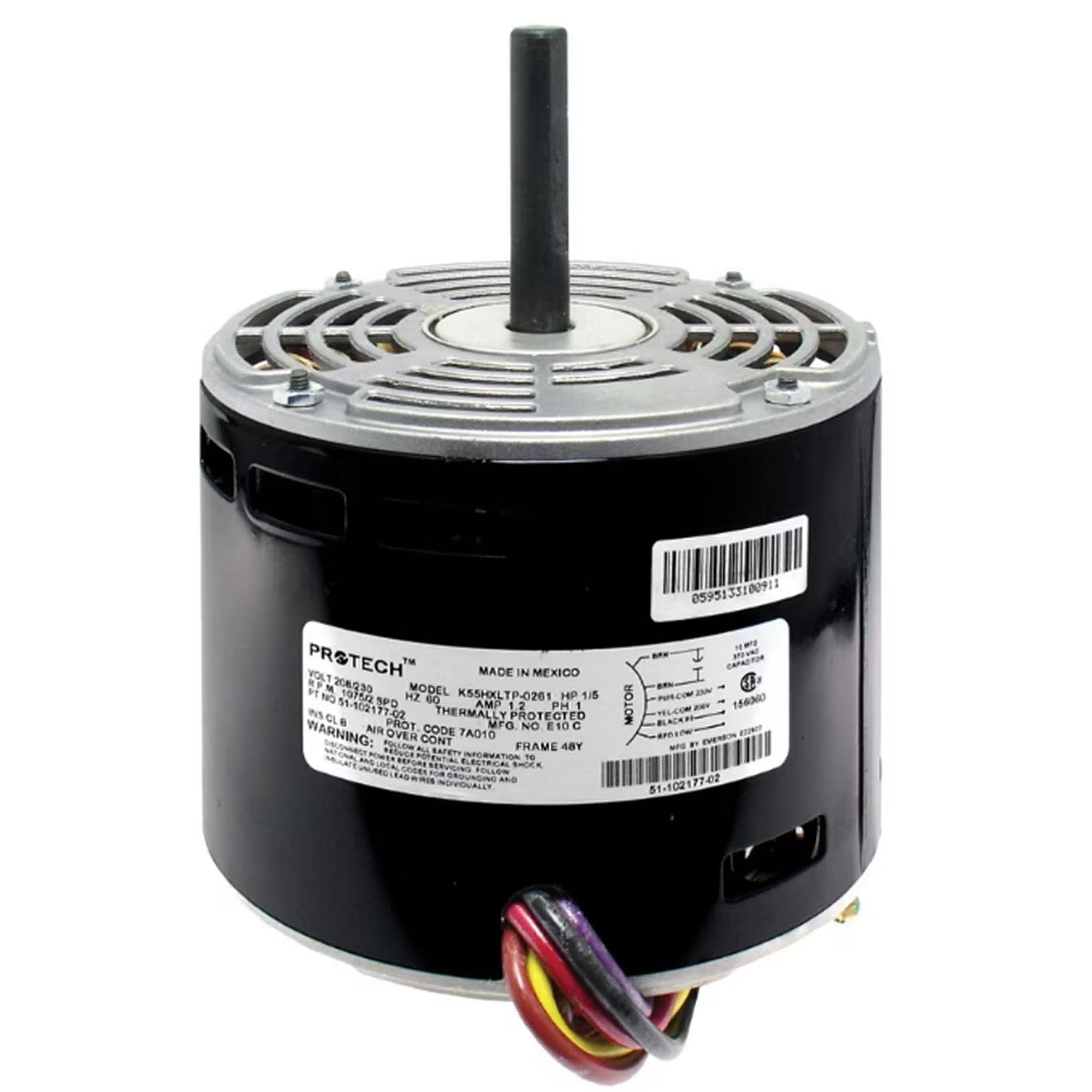 Part #51-102500-07, Rheem 208-230V1Ph 1/5Hp 1075Rpm 2Spd