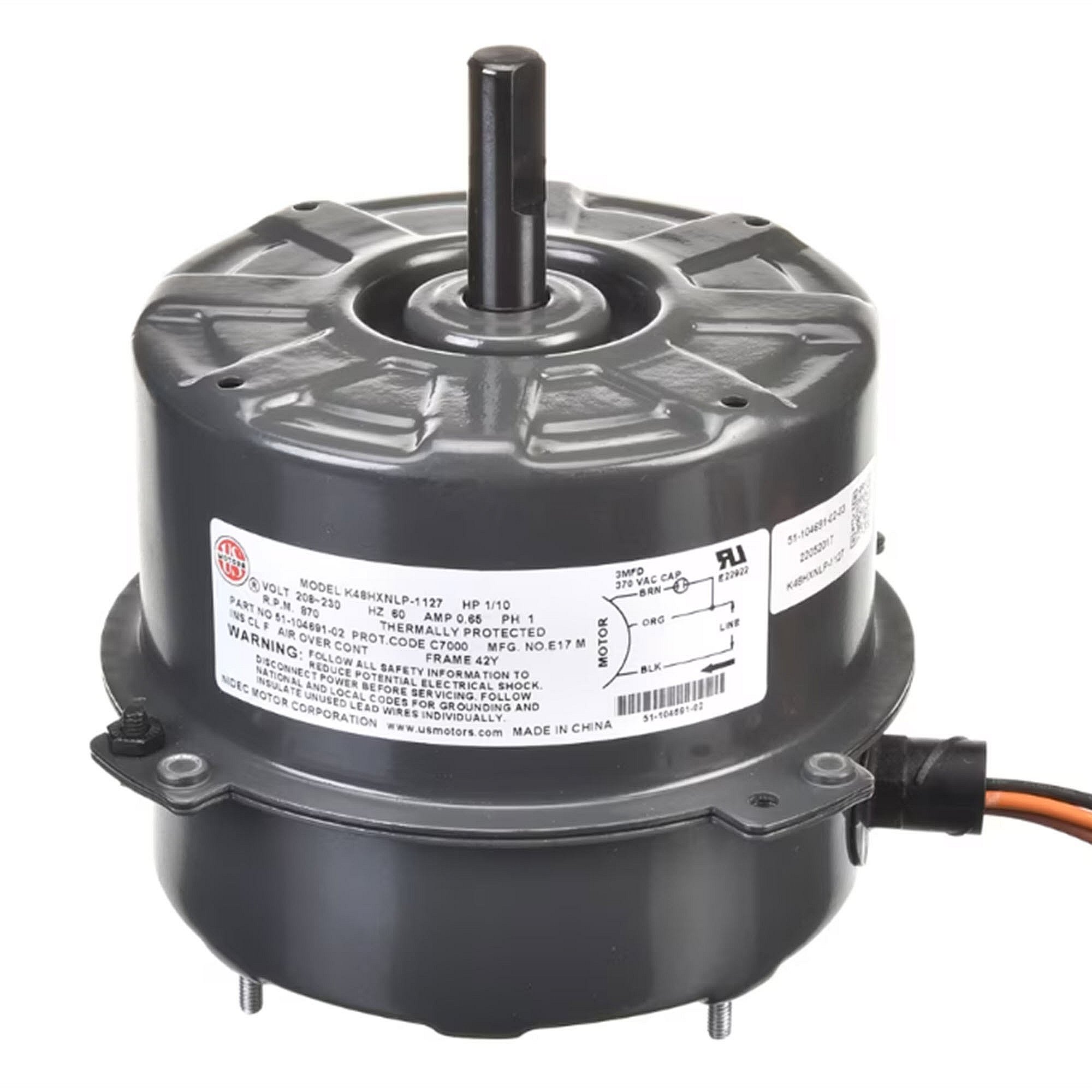 Part #51-104691-02, Rheem 1/10Hp 208-230/1/60 Motor