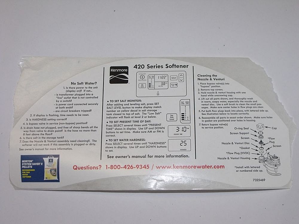 Part #7325469, Instruction Decal