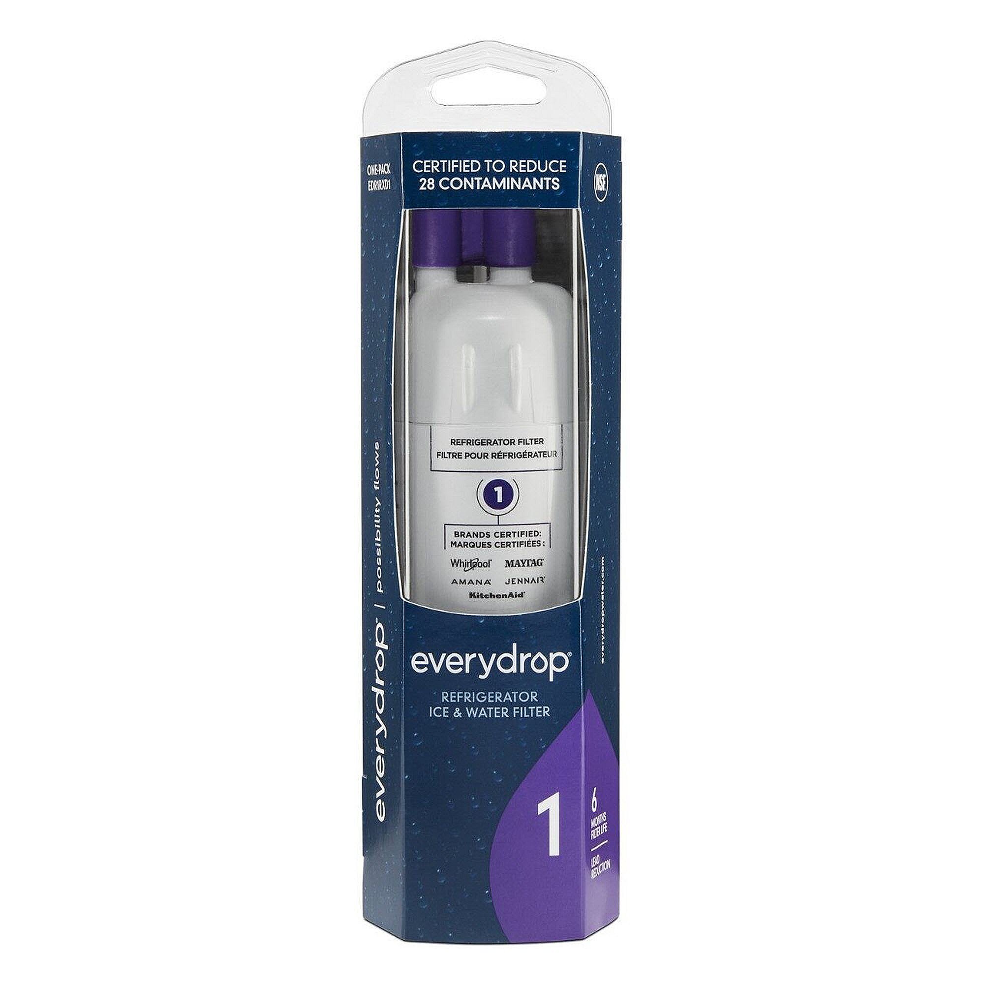 Whirlpool EveryDrop 1 Refrigerator Water Filter (replaces 9981, W10295370A,  W10569761, W10735398) EDR1RXD1 parts