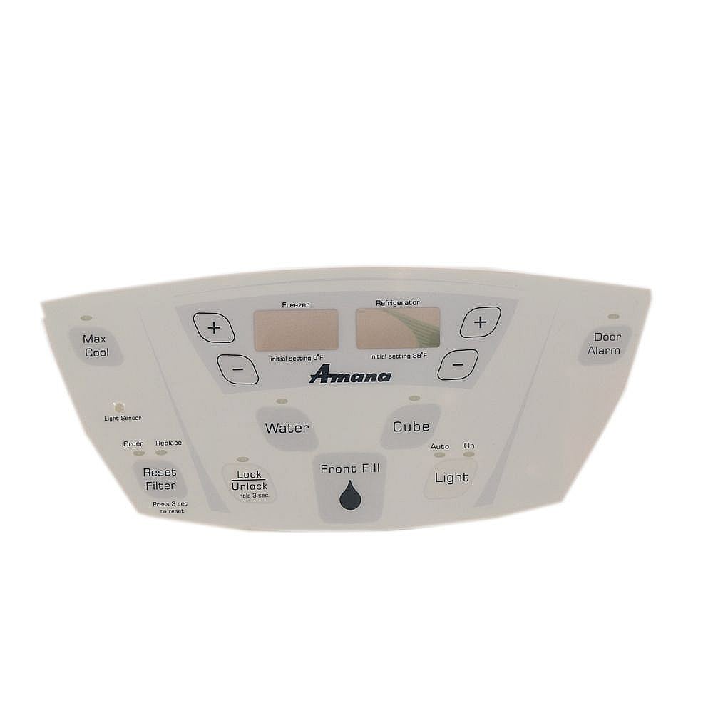 Part #13035901W, Refrigerator Dispenser Control Overlay (White) / 14.00 x 4.00 x 14.00