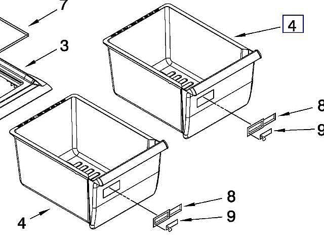 Photo of Refrigerator Crisper Drawer from Repair Parts Direct