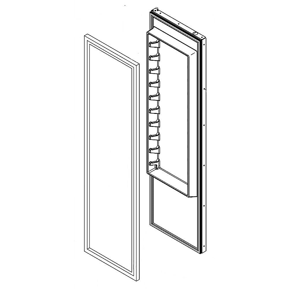 Photo of GE Part #lw10193491, Refrigerator Door Assembly (Stainless) | 76.00 x 22.50 x 9.50 from Repair Parts Direct