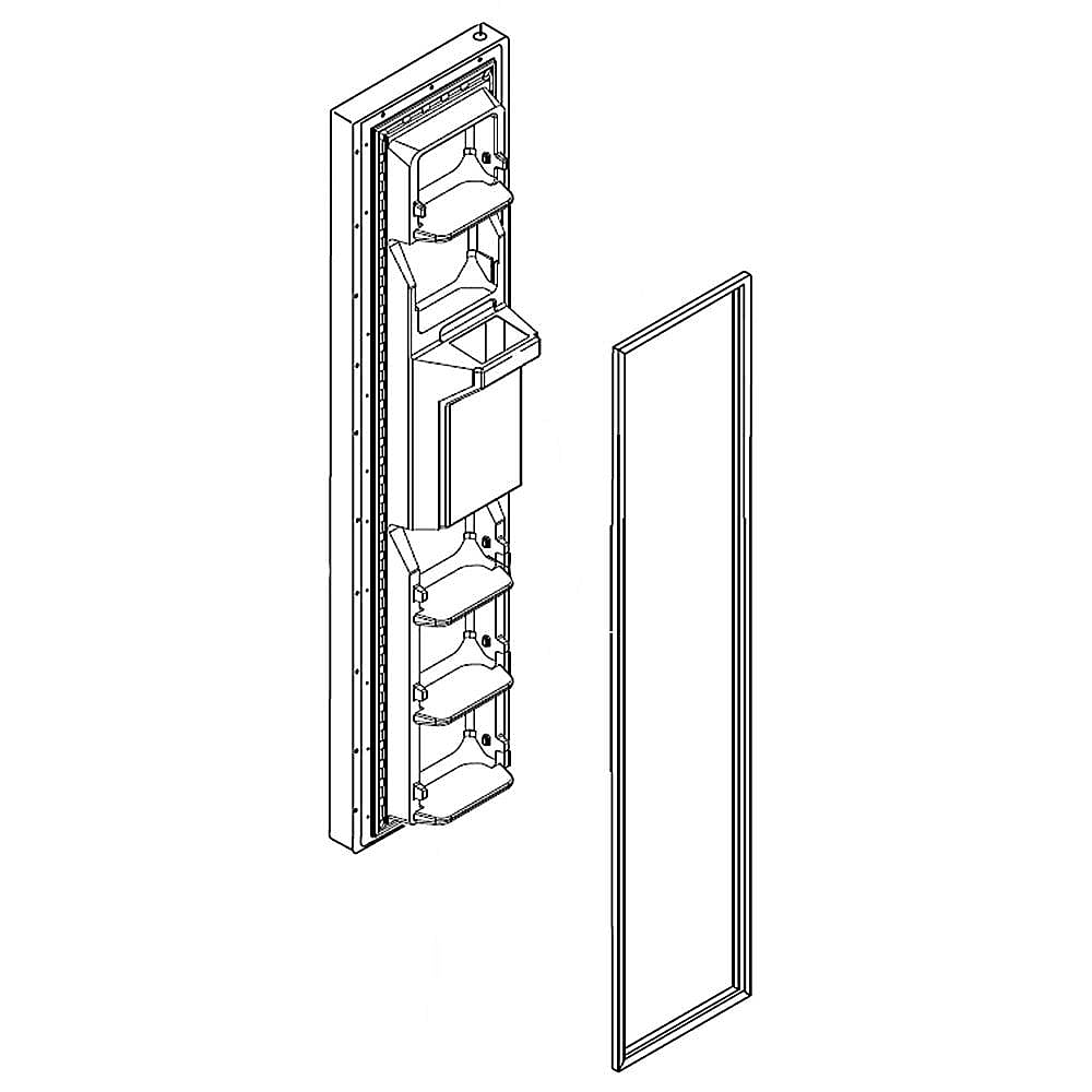 Photo of GE Part #lw10408350, Refrigerator Freezer Door Assembly (Black) from Repair Parts Direct