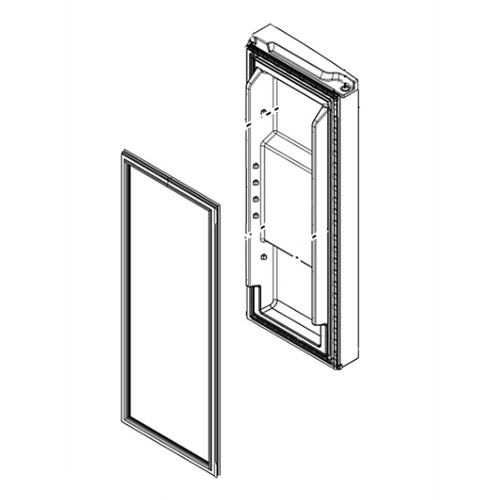 Part #lw10413524, Refrigerator Door Assembly, Left (Stainless) (Replaces W10413524) / 49.50 x 26.00 x 13.00