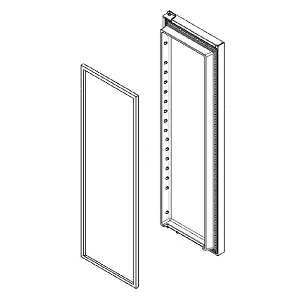 Photo of GE Part #lw10651576, Refrigerator Door Assembly (Stainless) | 74.00 x 25.00 x 10.00 from Repair Parts Direct
