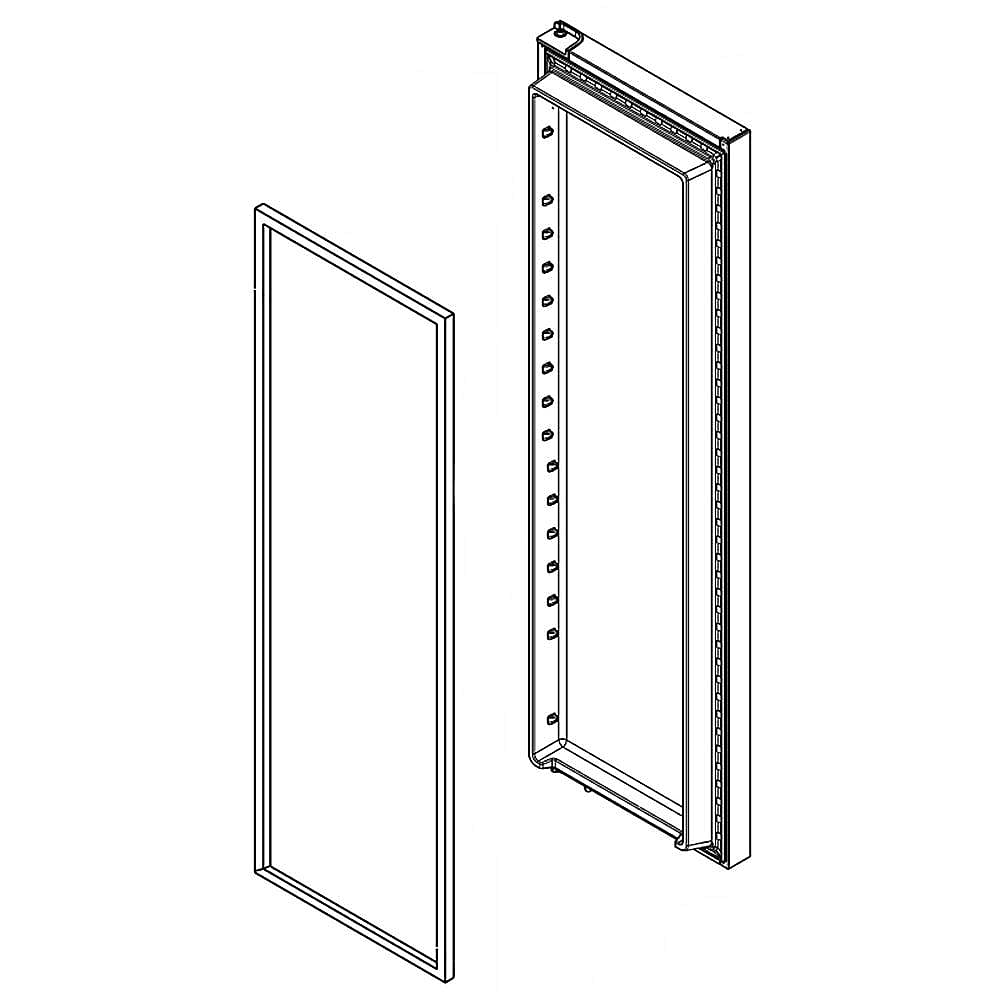 Photo of GE Part #lw10771436, Refrigerator Door Assembly (Stainless) | 73.00 x 34.00 x 11.75 from Repair Parts Direct