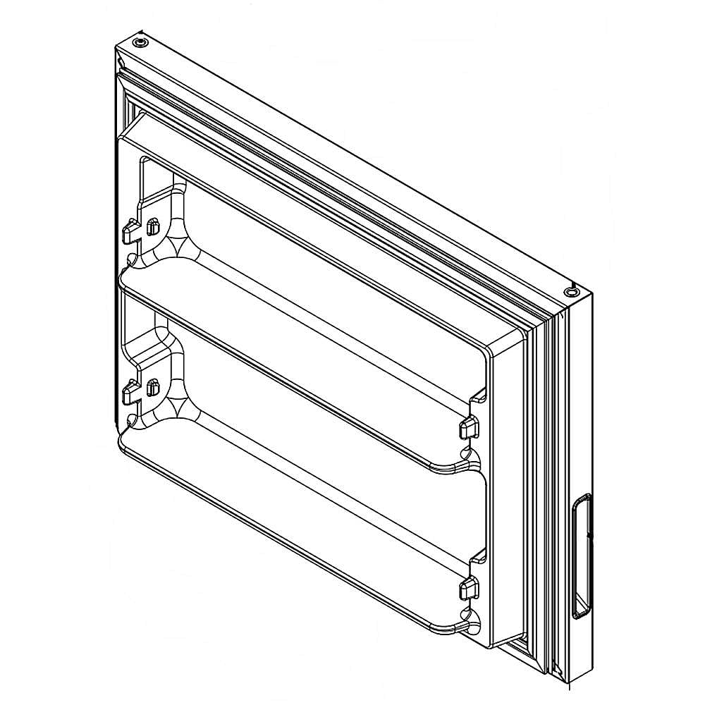 Photo of GE Part #lw10798951, Refrigerator Freezer Door Assembly (Stainless) from Repair Parts Direct