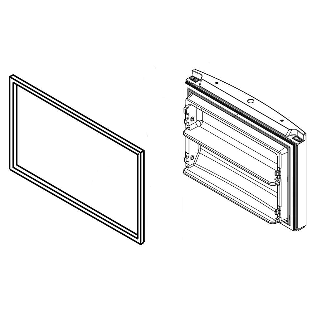 Photo of GE Part #lw10803965, Refrigerator Freezer Door Assembly (Stainless) | 38.50 x 29.25 x 11.00 from Repair Parts Direct