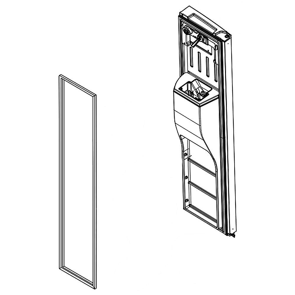 Part #lw10812472, Refrigerator Freezer Door Assembly (Black) / 73.50 x 19.50 x 13.50