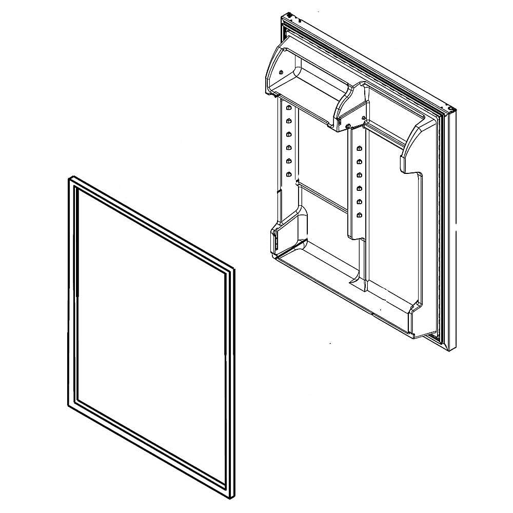 Photo of GE Part #lw10856289, Refrigerator Door Assembly (Stainless) | 50.00 x 38.75 x 13.00 from Repair Parts Direct