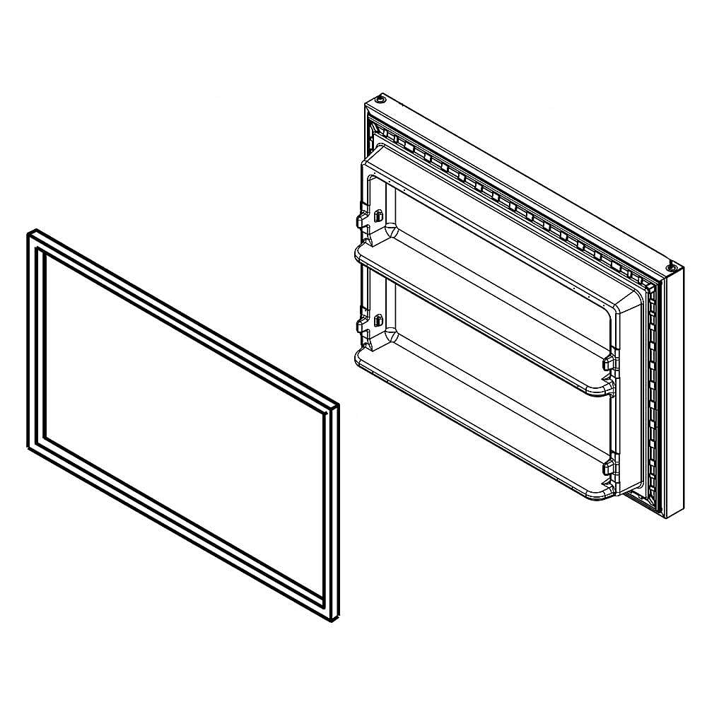 Photo of GE Part #lw10856291, Refrigerator Freezer Door Assembly (Stainless) from Repair Parts Direct
