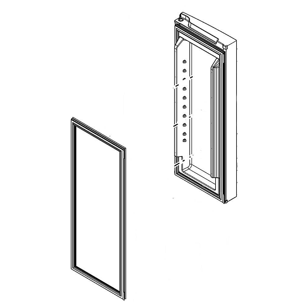 Part #lw10858417, Refrigerator Door Assembly (Stainless) (Replaces W10858417) / 49.00 x 25.50 x 12.75