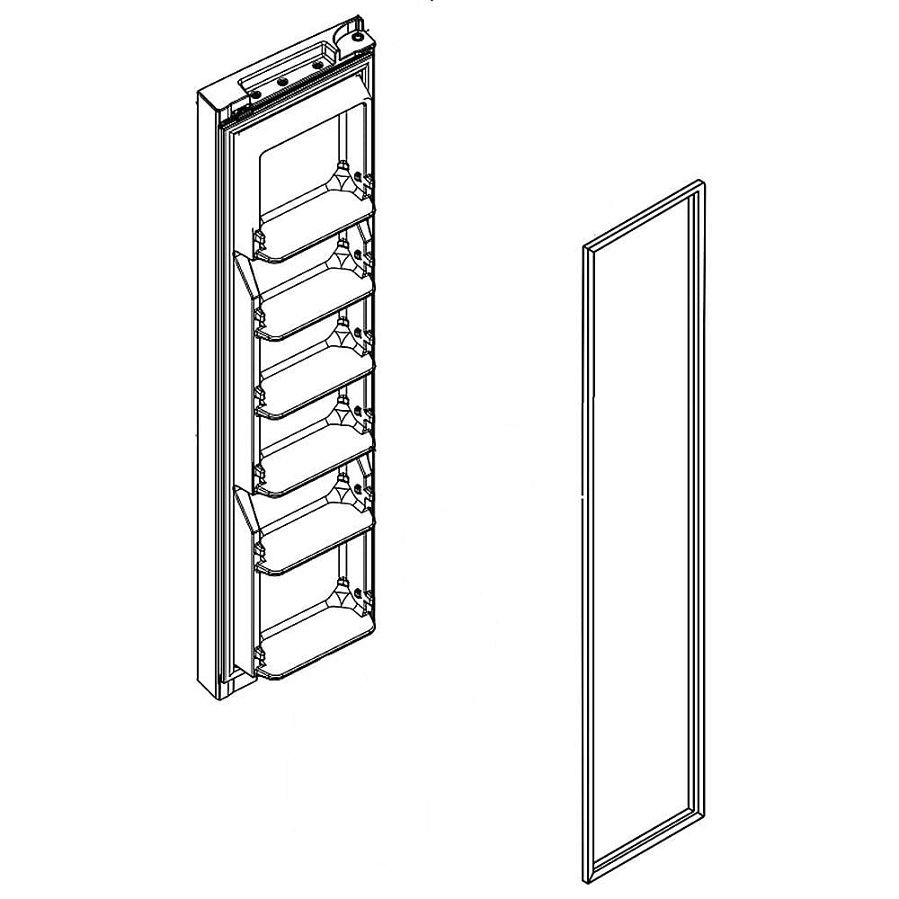 Photo of GE Part #lw10905818, Refrigerator Freezer Door Assembly (Stainless) from Repair Parts Direct