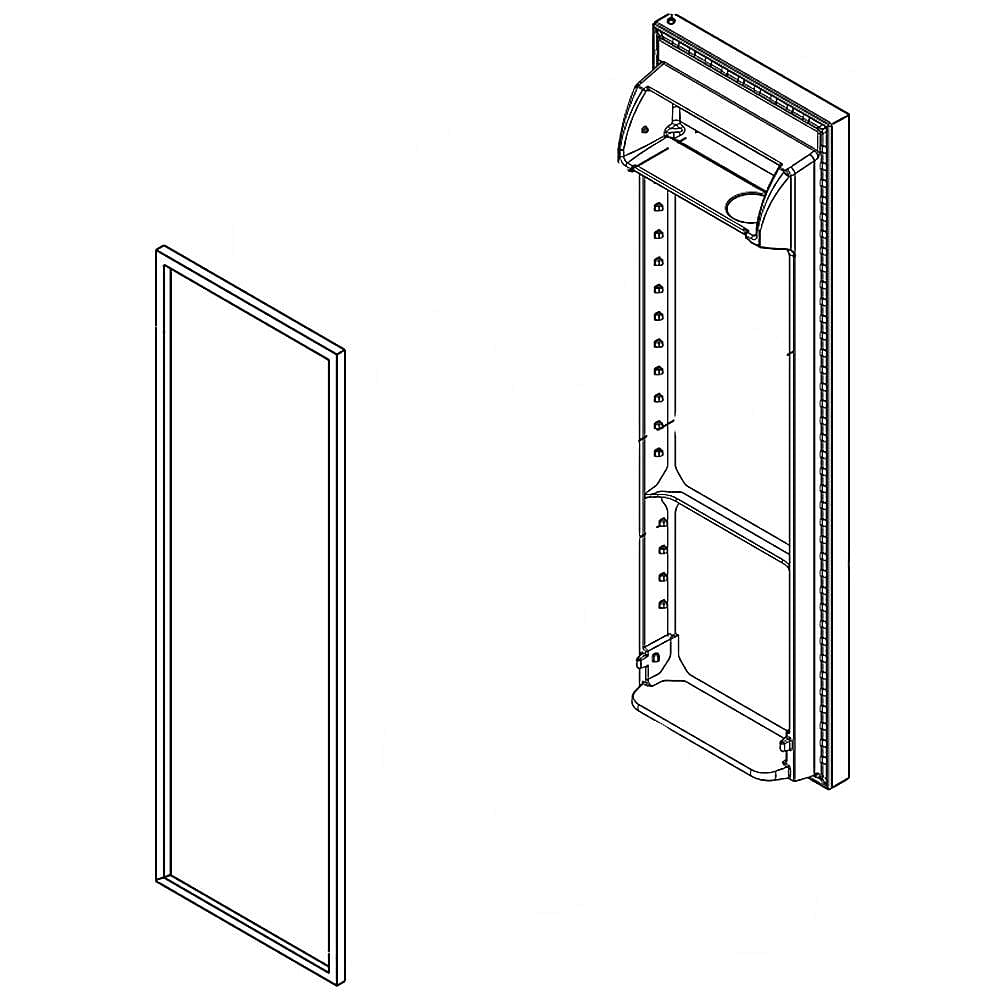 Part #lw10912075, Whirlpool Refrigerator Door Assembly (Stainless) / 74.00 x 19.25 x 13.00