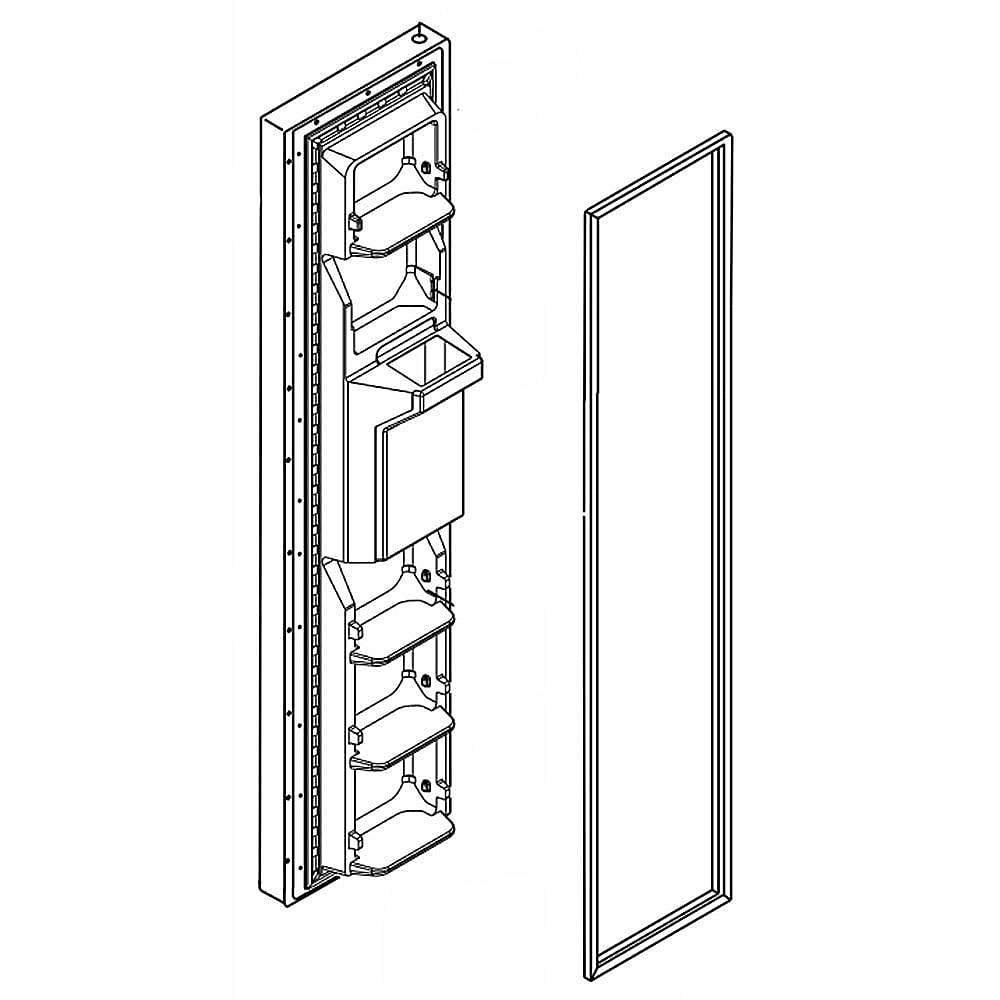 Part #lw11026356, Refrigerator Freezer Door Assembly (Black)