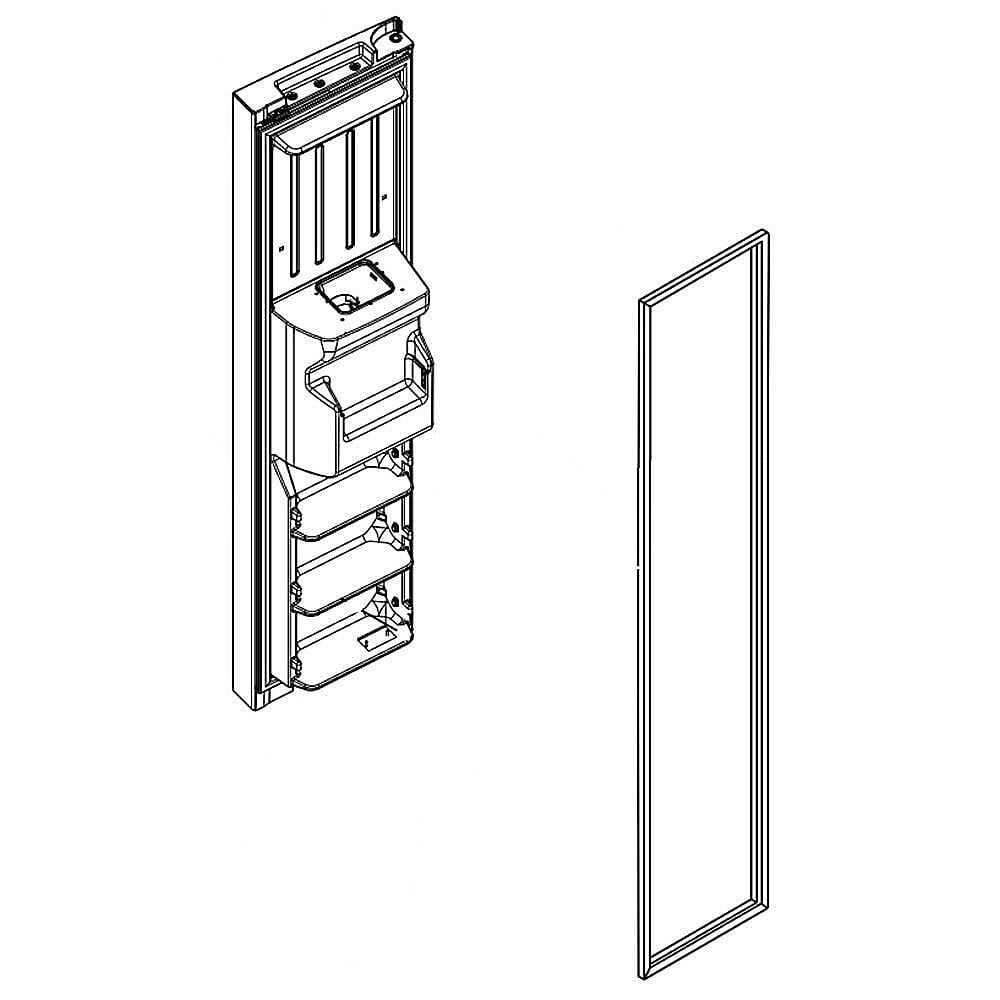 Part #lw11026362, Refrigerator Freezer Door Assembly (Black Stainless)
