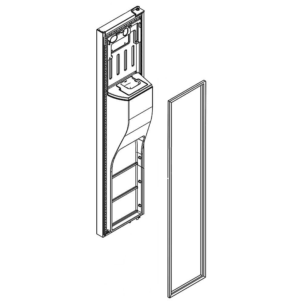 Part #lw11026428, Refrigerator Freezer Door Assembly (Black Stainless)