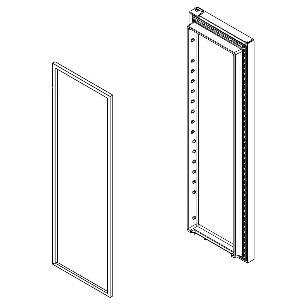 Photo of GE Part #lw11037738, Refrigerator Door Assembly (Stainless) | 74.00 x 19.25 x 13.25 from Repair Parts Direct
