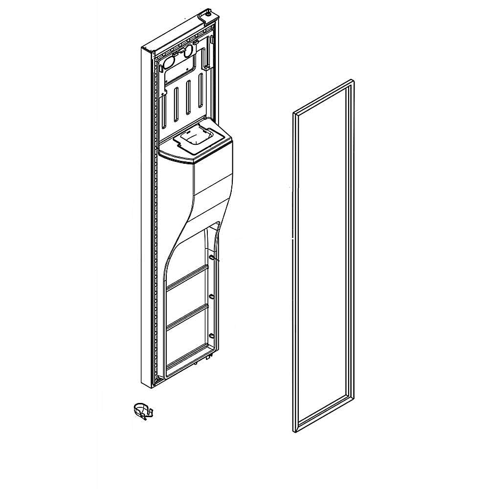 Photo of GE Part #lw11127982, Refrigerator Freezer Door Assembly (Stainless) | 74.00 x 20.00 x 13.00 from Repair Parts Direct
