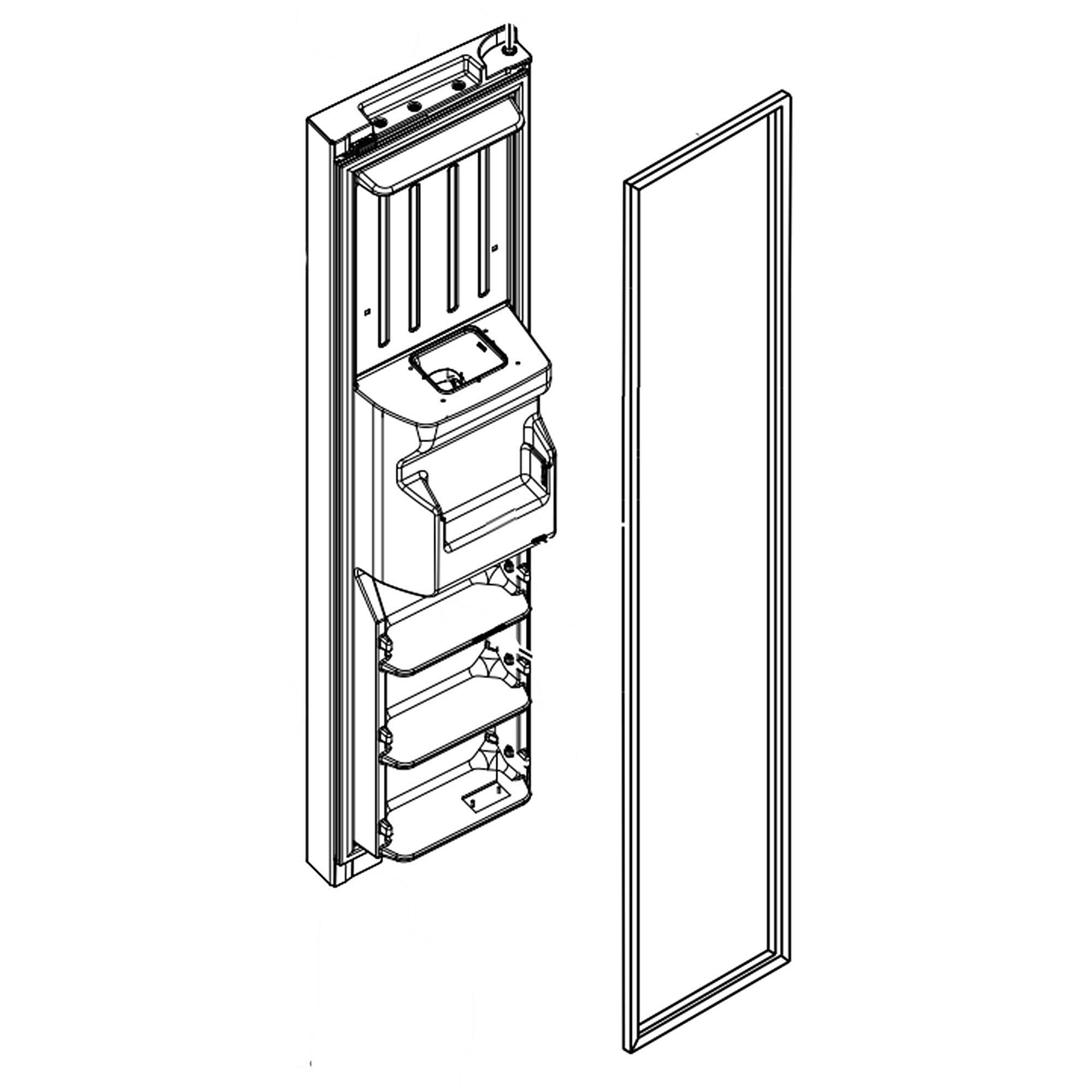 Photo of GE Part #lw11258441, Refrigerator Freezer Door Assembly (Stainless) | 74.00 x 20.00 x 24.00 from Repair Parts Direct