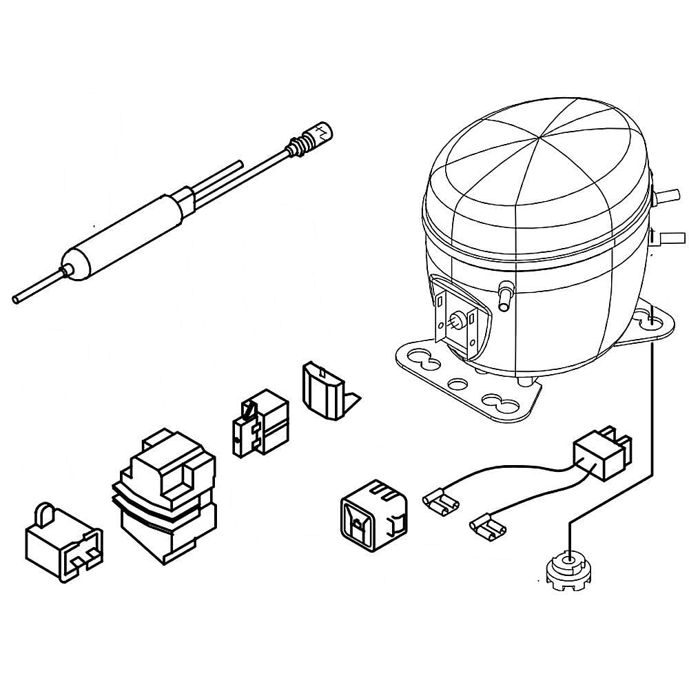 Photo of GE Part #w10355489, Refrigerator Compressor | 12.30 x 12.25 x 12.01 from Repair Parts Direct