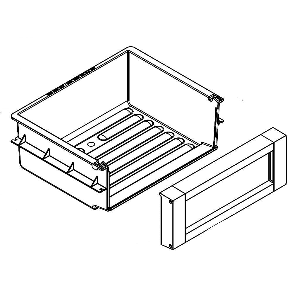 Jenn-Air Part #w10529500, Crisper Pan Assembly | 15.38 x 12.00 x 6.26