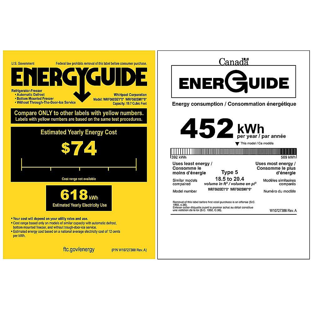 Part #w10727388, Energy Guide