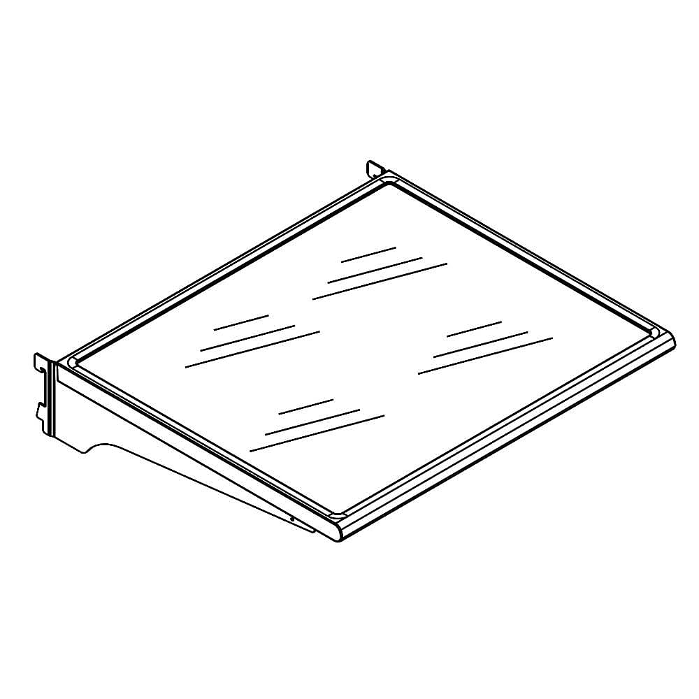 Photo of GE Part #w10814798, Refrigerator Glass Shelf | 18.31 x 4.25 x 22.75 from Repair Parts Direct