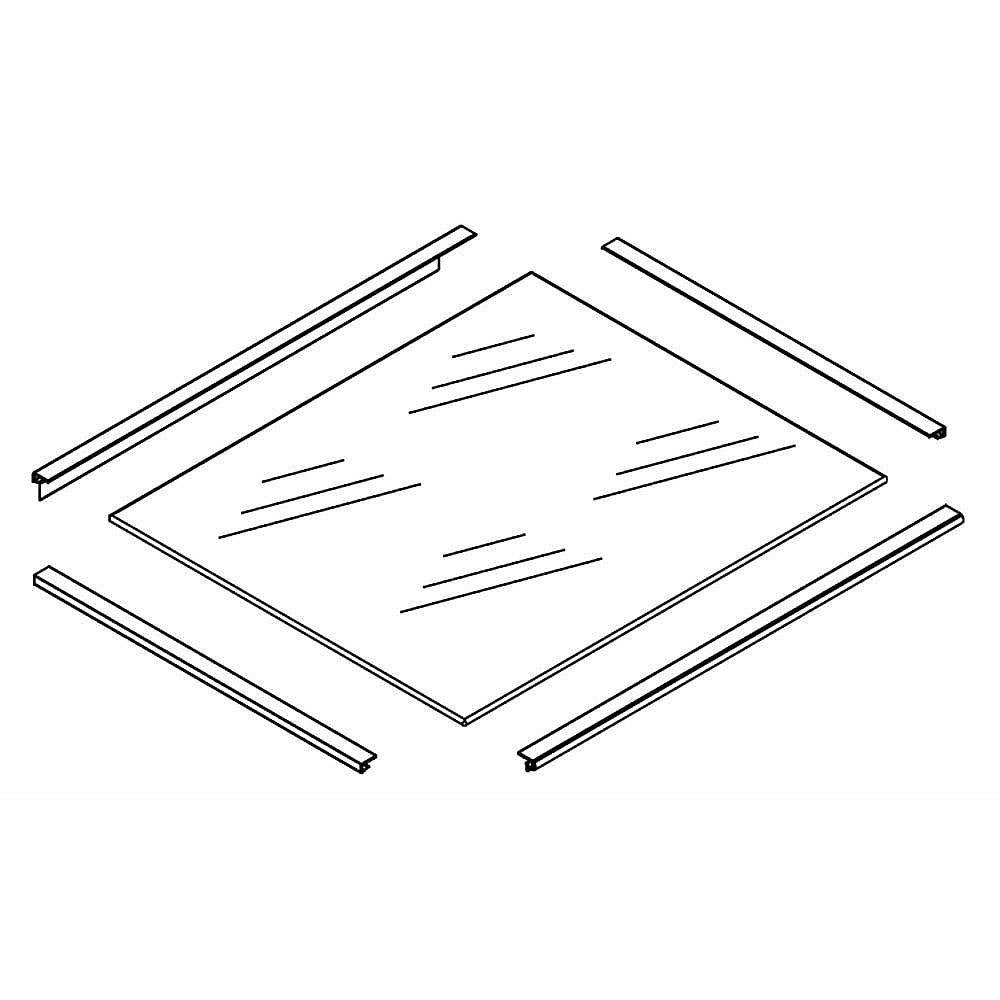 Photo of GE Part #w10814800, Refrigerator Glass Shelf | 21.75 x 19.25 x 2.25 from Repair Parts Direct