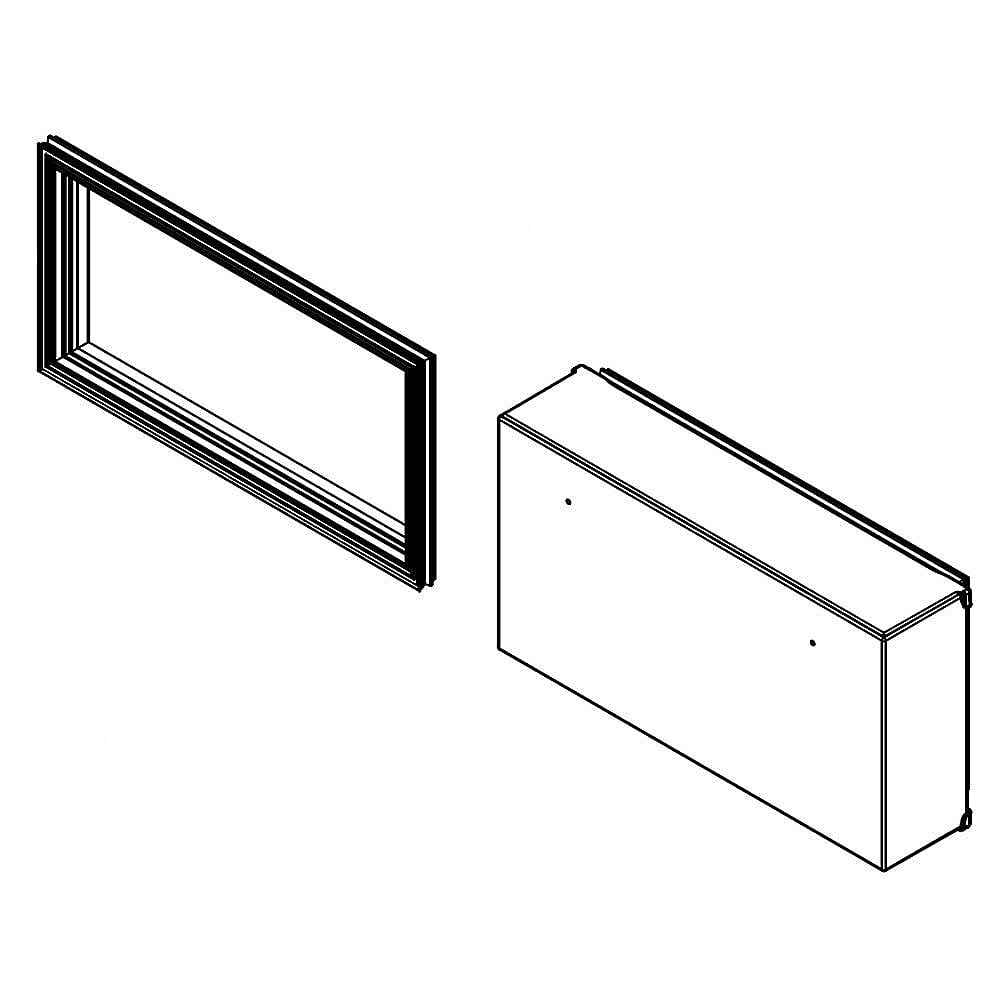 Part #w10815677, Refrigerator Pantry Drawer Door Assembly, Right (Black Stainless) / 19.50 x 8.00 x 15.00
