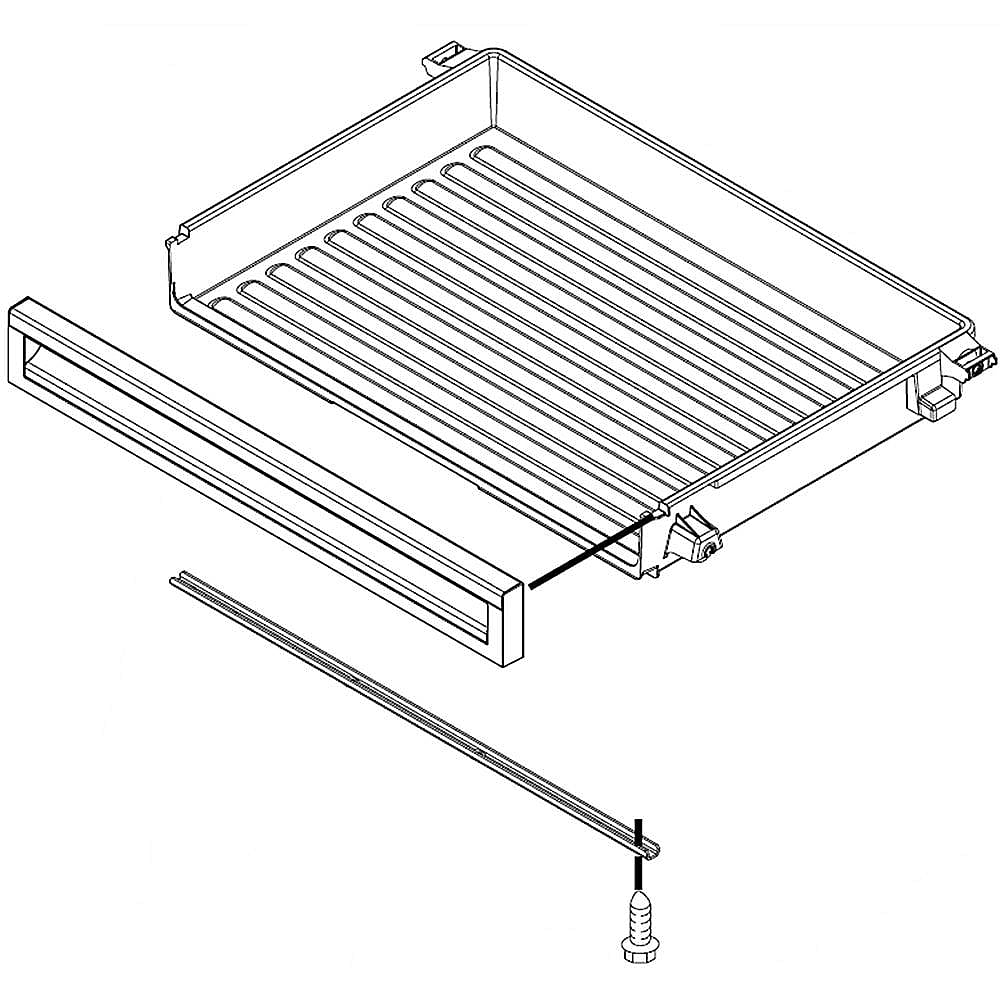 Part #w10858802, Freezer Bin | 20.69 x 4.19 x 32.57