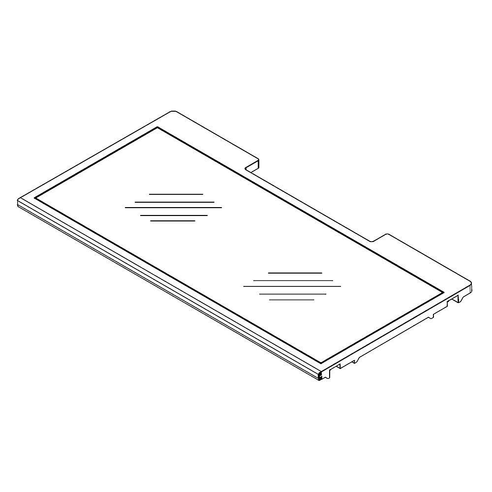 Part #w10887818, Whirlpool Refrigerator Glass Shelf Assembly, 15-In / 23.32 x 3.38 x 34.69