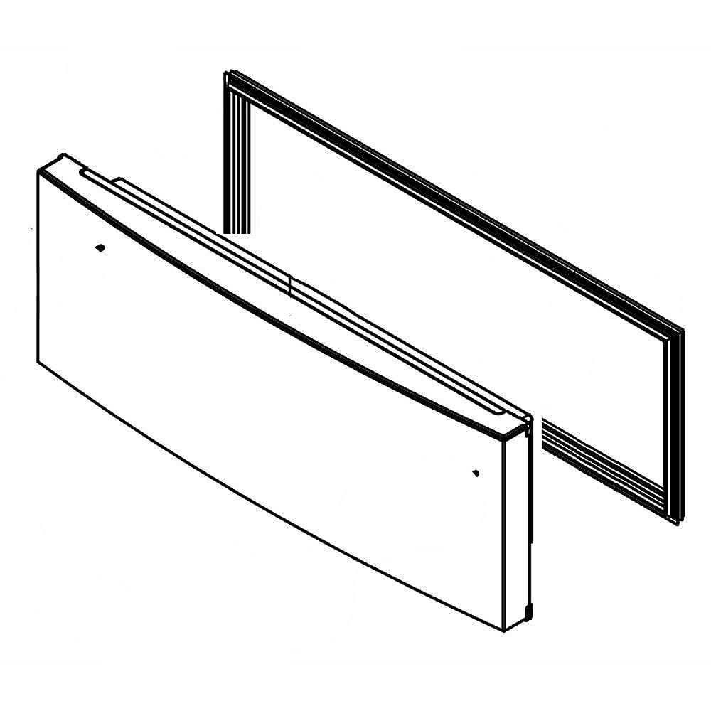 Part #w11104496, Refrigerator Drawer Door Assembly (Black Stainless)
