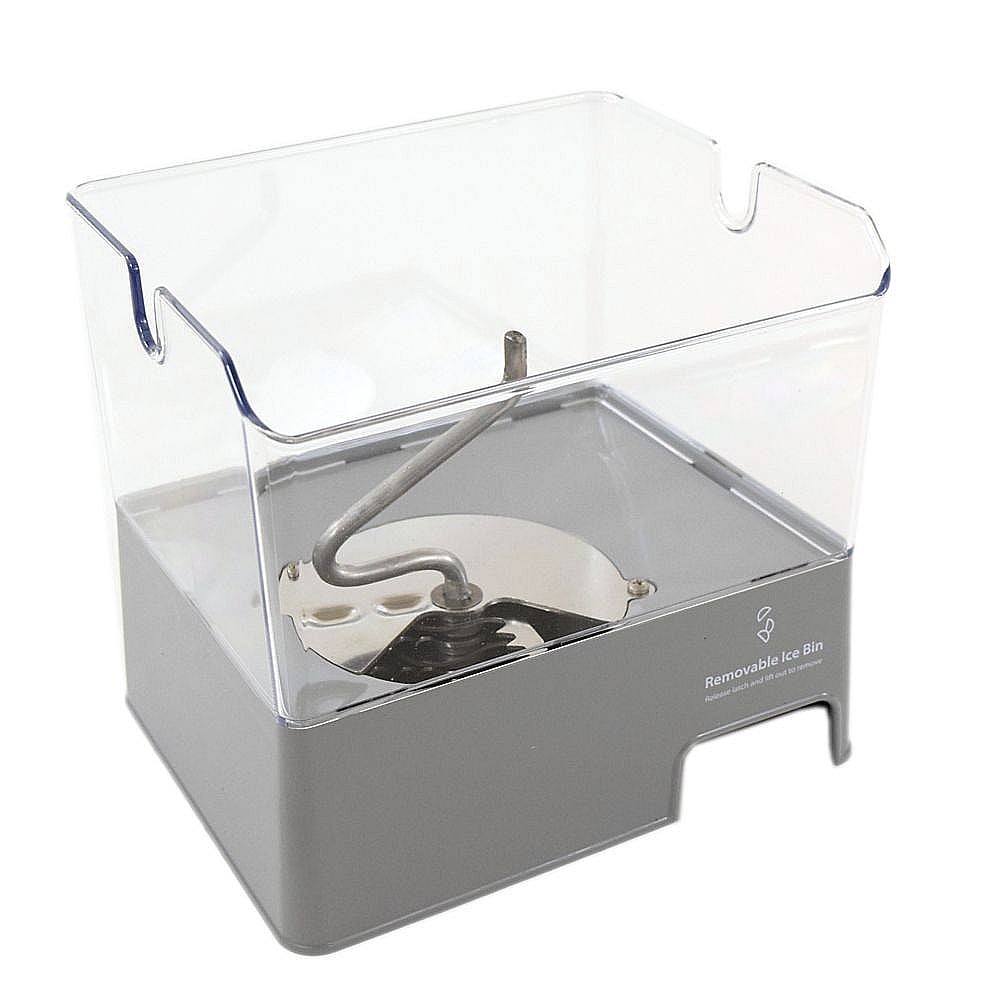 Part #w11129522, Whirlpool Refrigerator Ice Container Assembly (Replaces W10564750) / 9.82 x 9.07 x 8.63