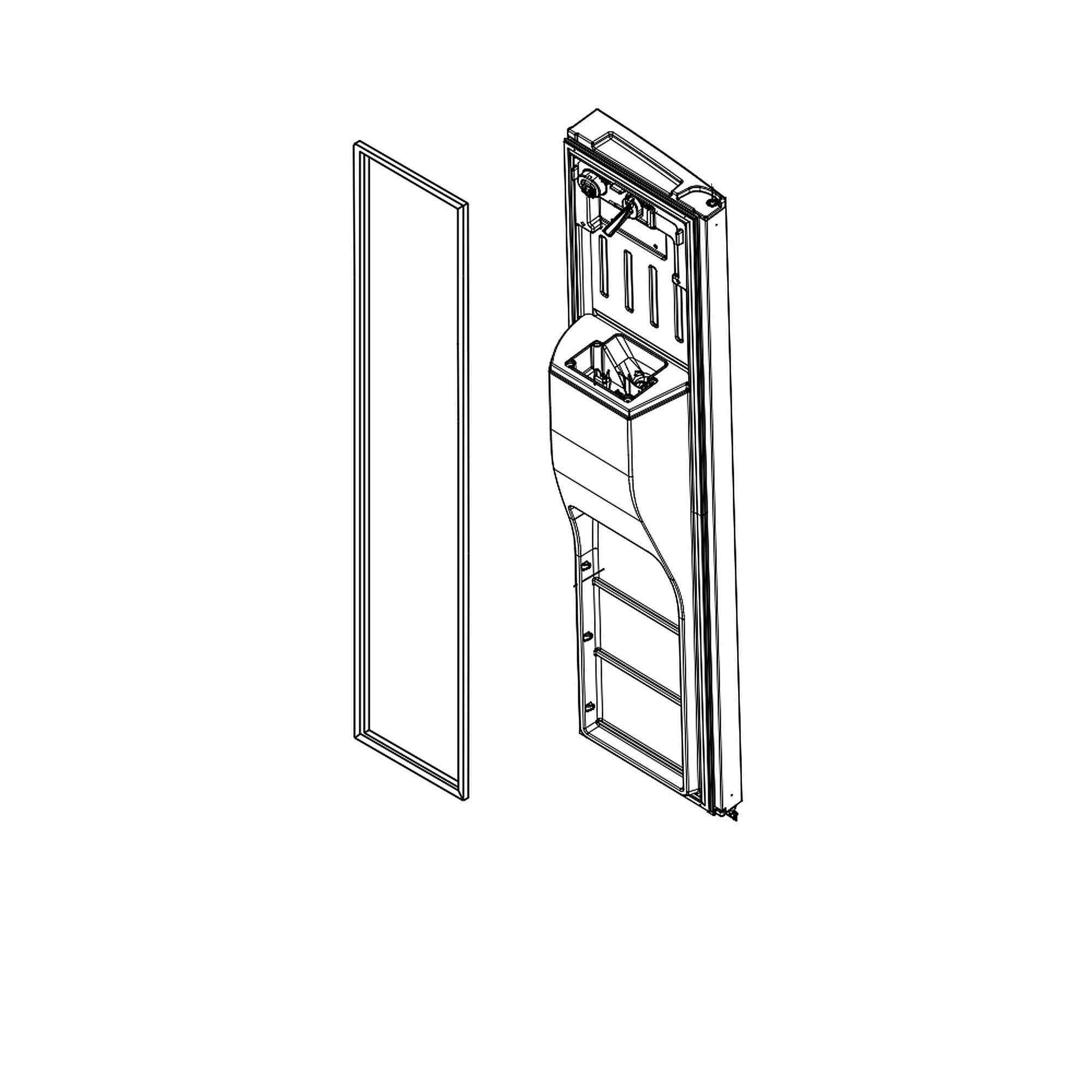 Part #w11390104, Refrigerator Freezer Door Assembly (Stainless)