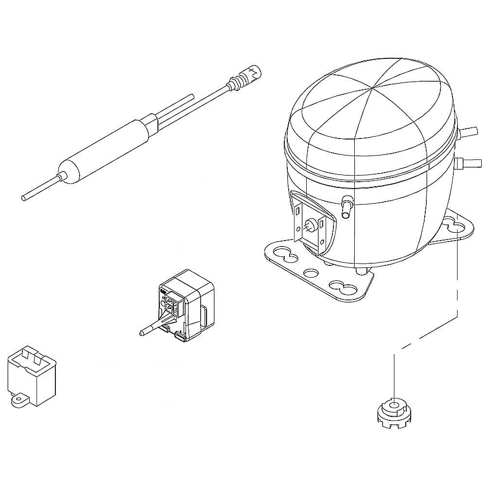 Part #w11580057, Refrigerator Compressor Assembly (Replaces W11547126) / 10.25 x 7.75 x 8.25