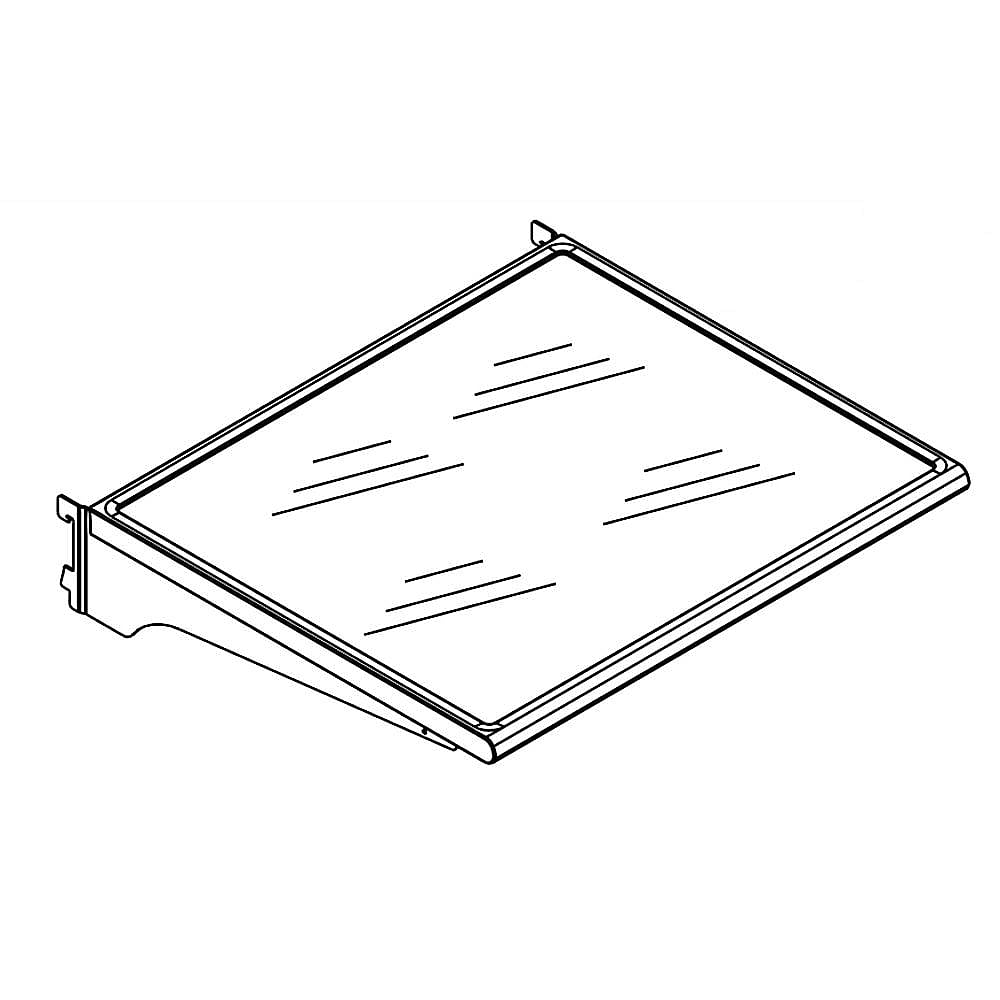 Part #wp2222593, Refrigerator Glass Shelf Assembly / 18.32 x 3.82 x 27.94