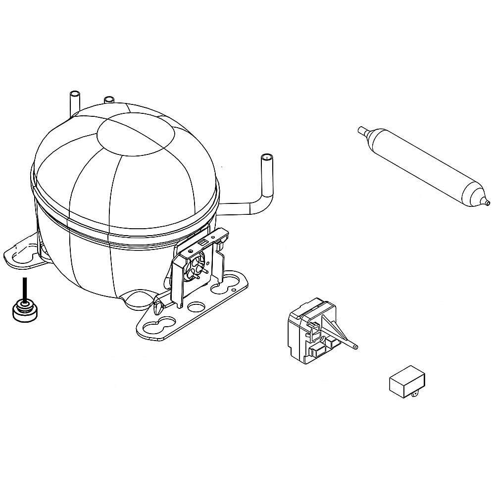 Photo of GE Part #wpw10466675, Refrigerator Compressor | 14.00 x 8.90 x 8.20 from Repair Parts Direct