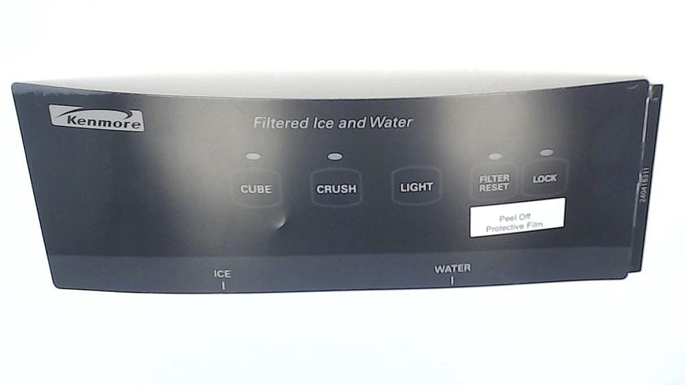 Part #240418311, Refrigerator Dispenser Control Overlay (Black) / 10.75 x 9.65 x 0.40