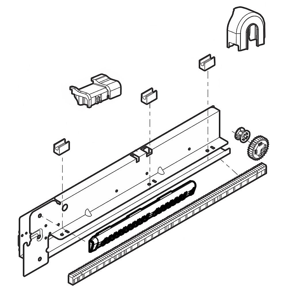 Part #241883705, Refrigerator Freezer Basket Slide Rail Assembly, Left / 34.25 x 6.00 x 3.75