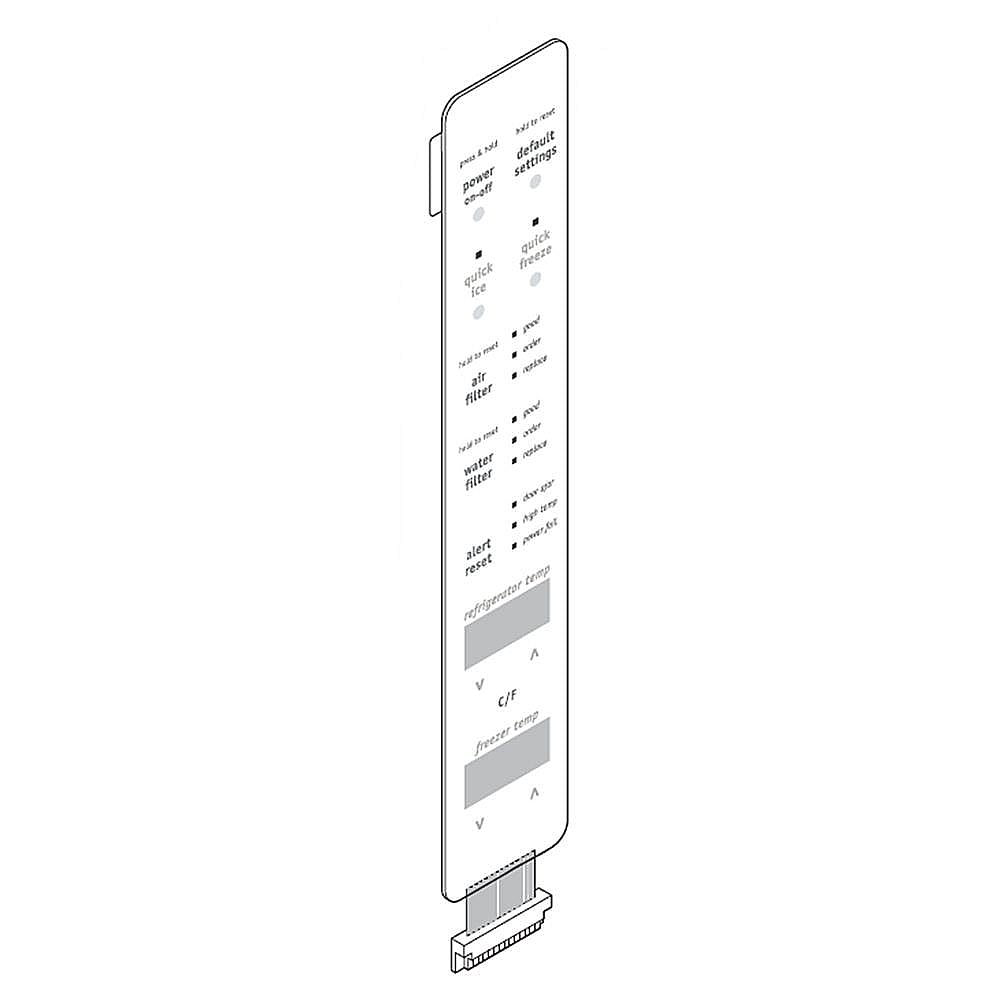 Part #242070803, Refrigerator Control Membrane Switch / 11.55 x 4.25 x 0.90