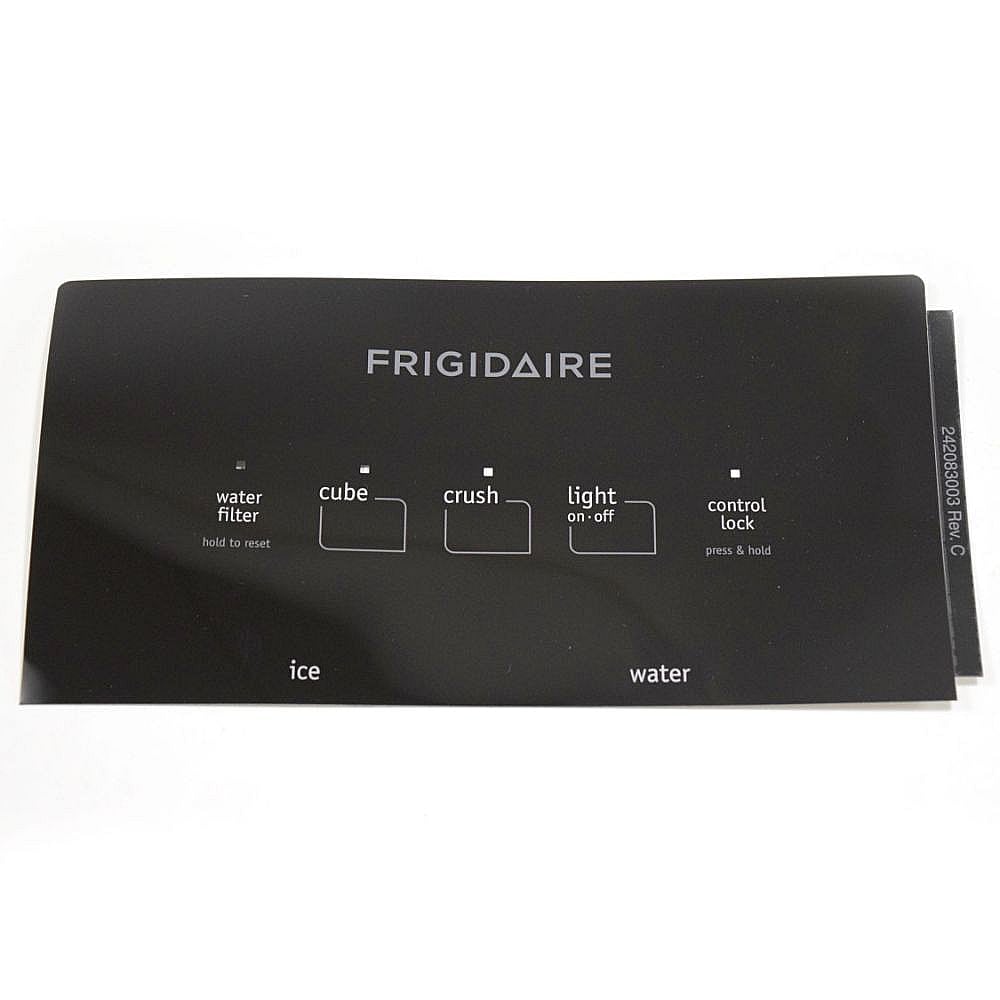 Part #242083003, Refrigerator Dispenser Membrane Switch (Black) / 10.50 x 10.40 x 0.20