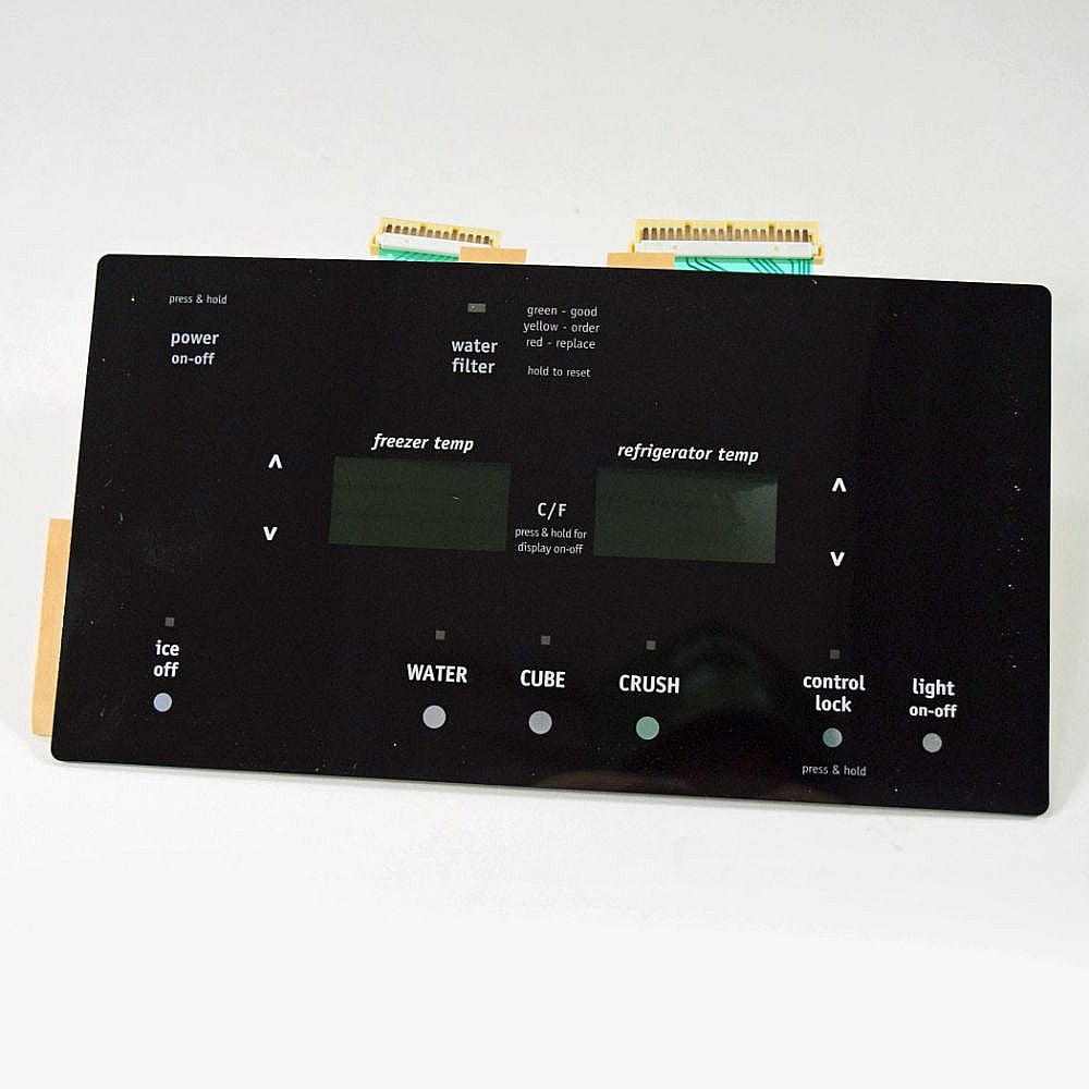 Part #242166901, Crosley Refrigerator Dispenser Control Membrane Switch (Replaces 242035601, 242166914, 242166917) / 10.35 x 9.65 x 1.75