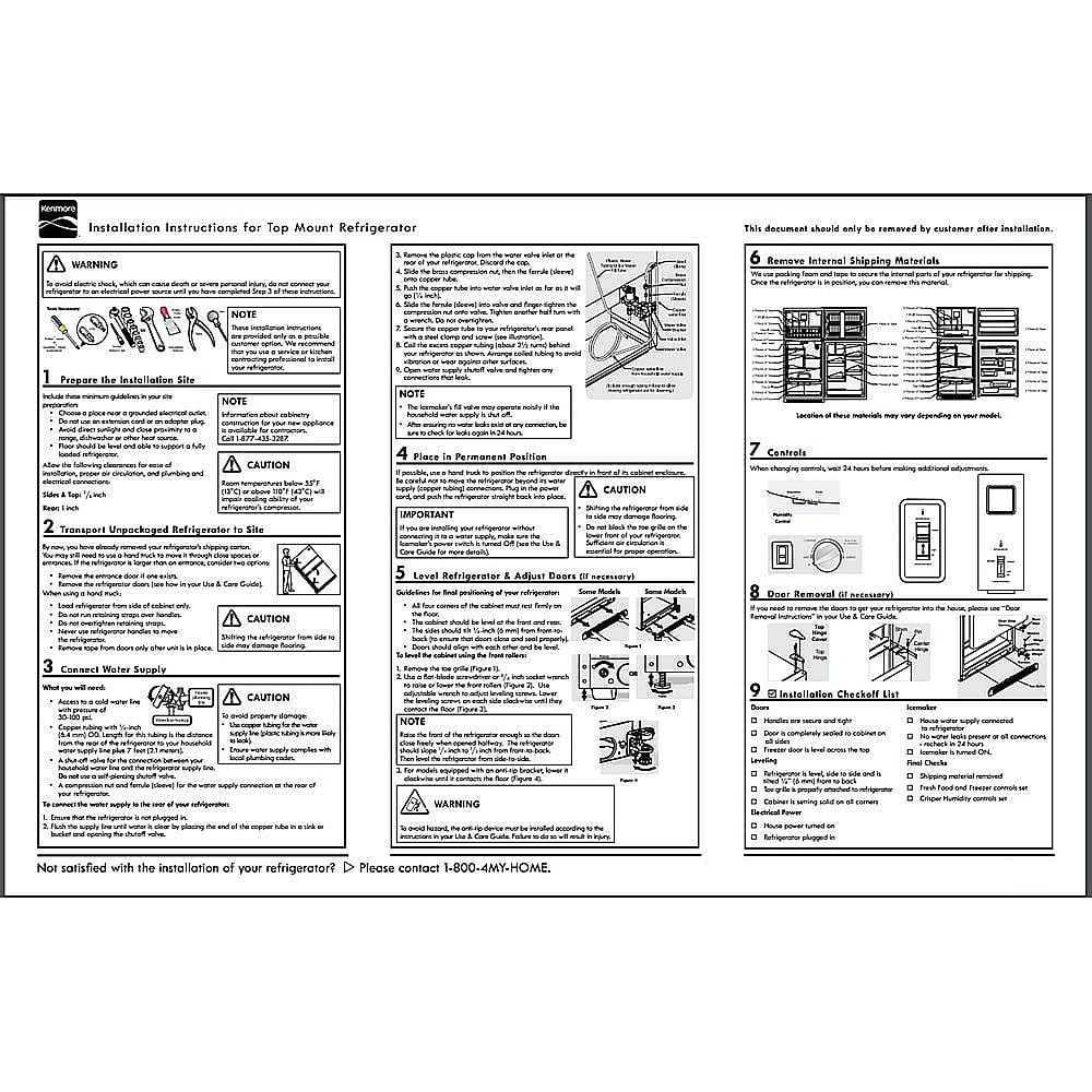 Refrigerator Installation Instructions