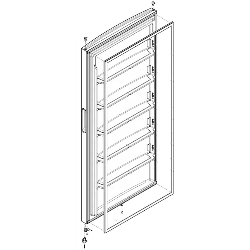 Part #5304529105, Freezer Door Assembly (Replaces 5304525765, 5304530652) / 74.00 x 38.00 x 9.00