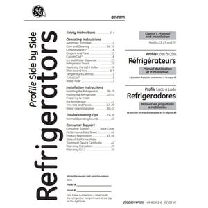 Refrigerator Owner's Manual 46-60543