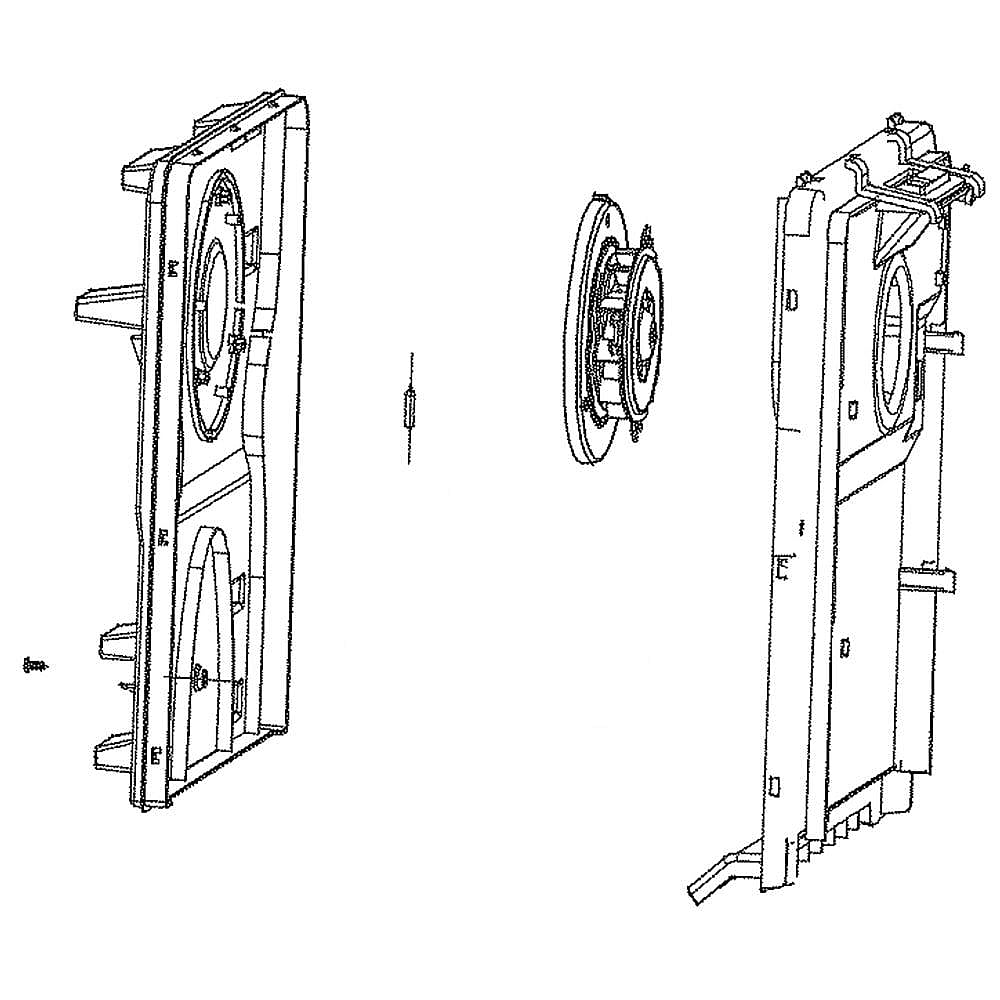 Part #wr14X28477, Refrigerator Freezer Evaporator Cover And Fan Assembly / 22.00 x 21.20 x 7.40