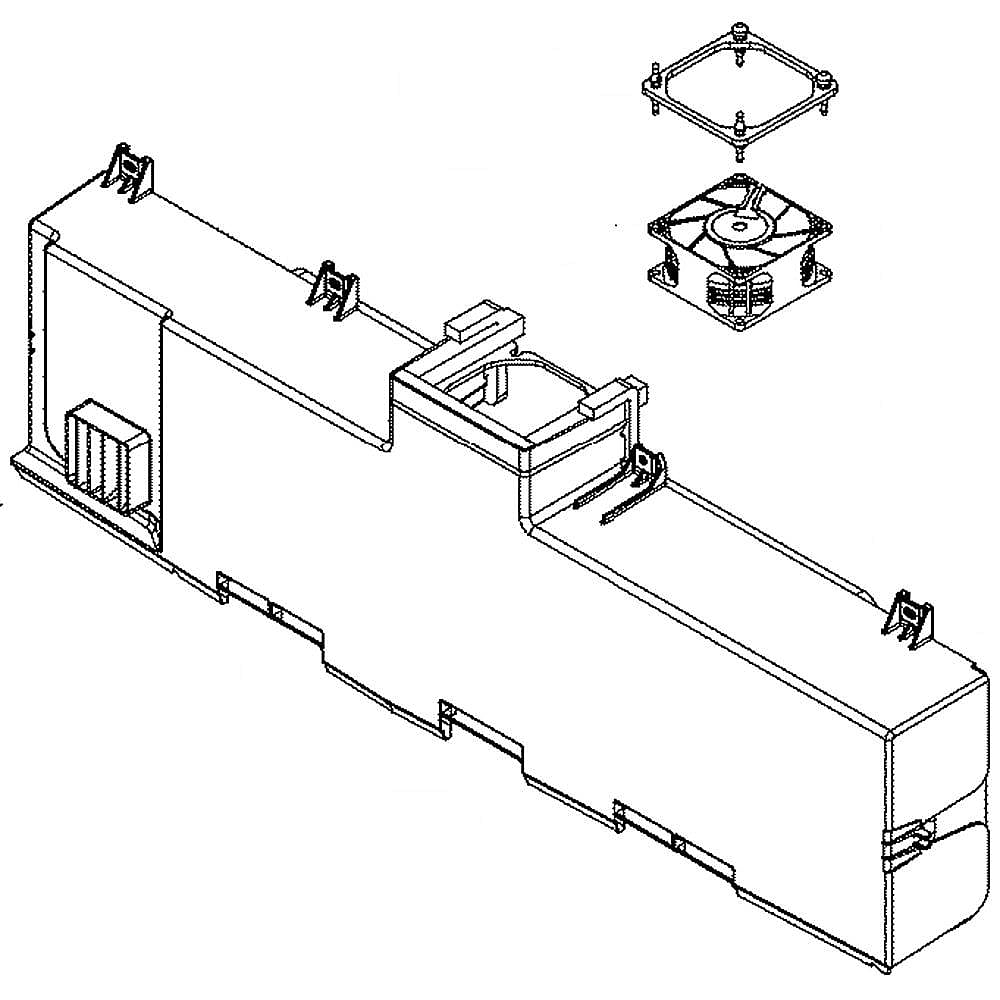 GE Part #wr17X28923, Refrirator Fresh Food Evaporator Cover And Fan Assembly | 30.80 x 10.10 x 5.00